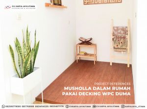 Decking WPC Duma warna oak untuk musholla dalam rumah tinggal
