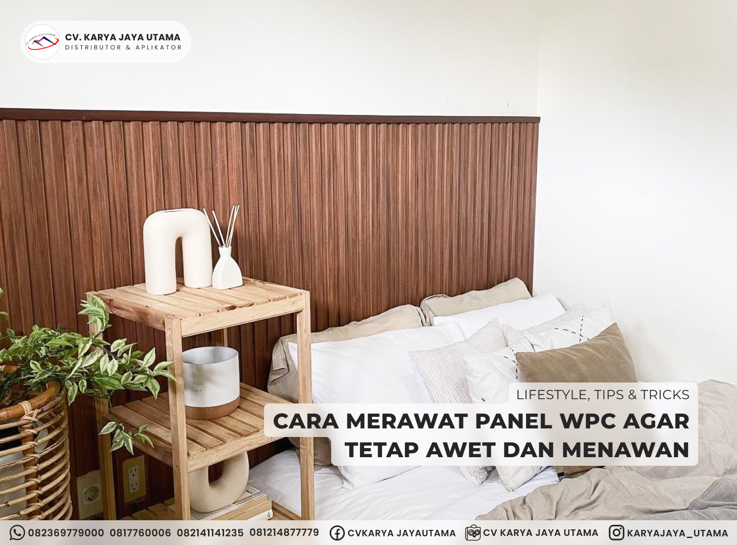 Panel WPC duma contempo fluted untuk dinding kamar rumah tinggal